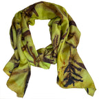 Fireweed Eco-Printed Silk Scarf - Hand Dyed Chartreuse Botanical