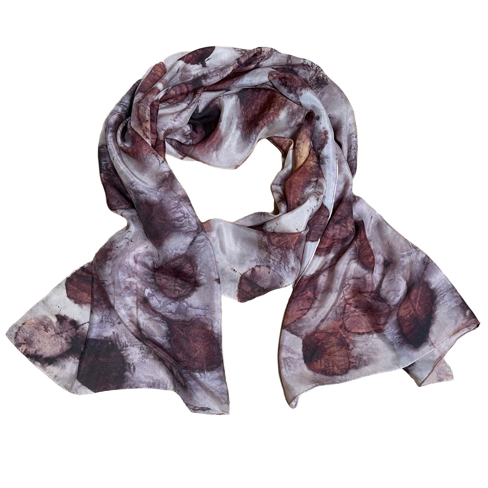 Smokebush Eco-Print Silk Scarf - Hand Dyed Natural Plant Print