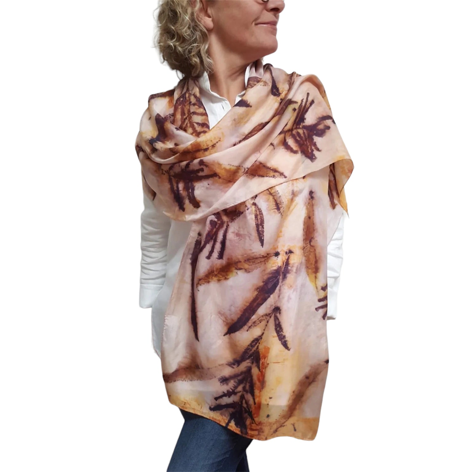 Fireweed Silk Scarf - Eco Printed Natural Dyed Botanical Scarf