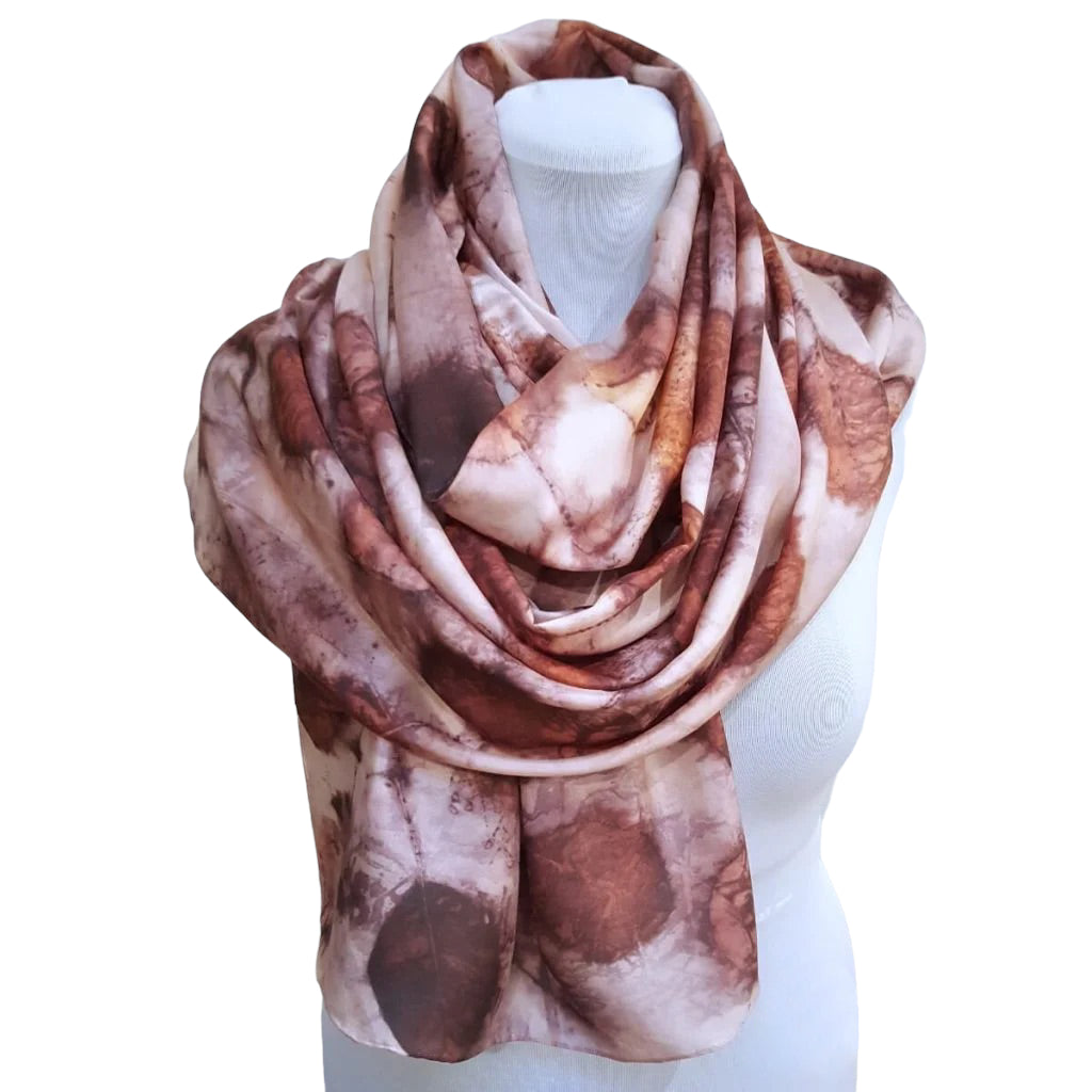 Smokebush Eco-Print Silk Scarf - Hand Dyed Natural Plant Print