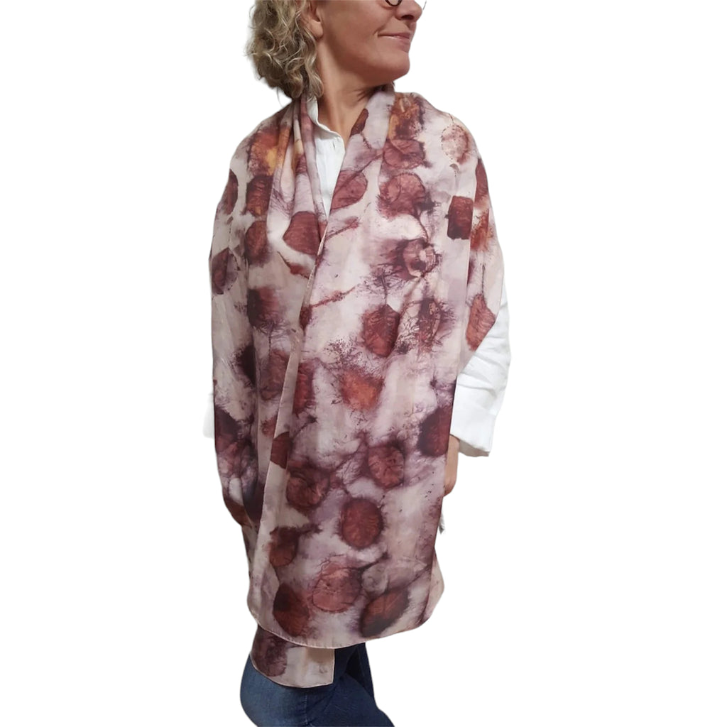 Smokebush Eco-Print Silk Scarf - Hand Dyed Natural Plant Print