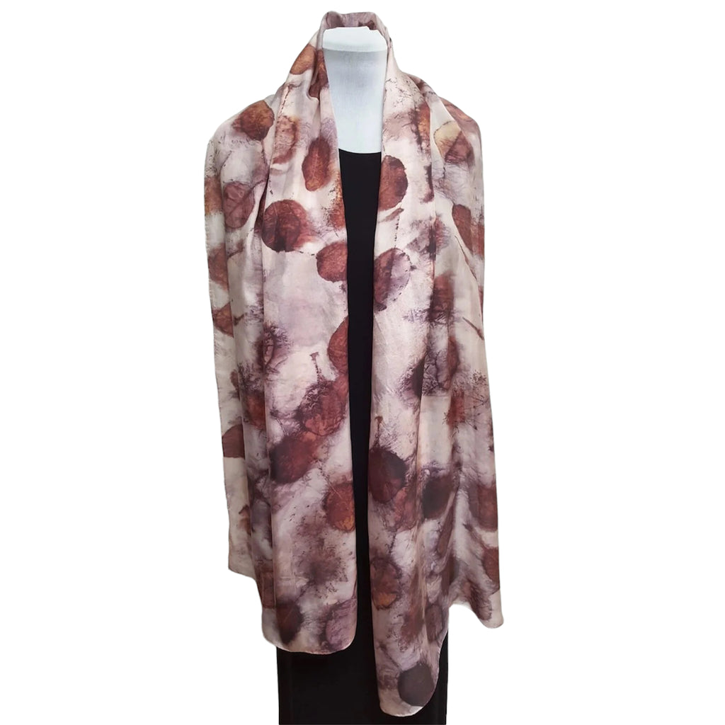 Smokebush Eco-Print Silk Scarf - Hand Dyed Natural Plant Print