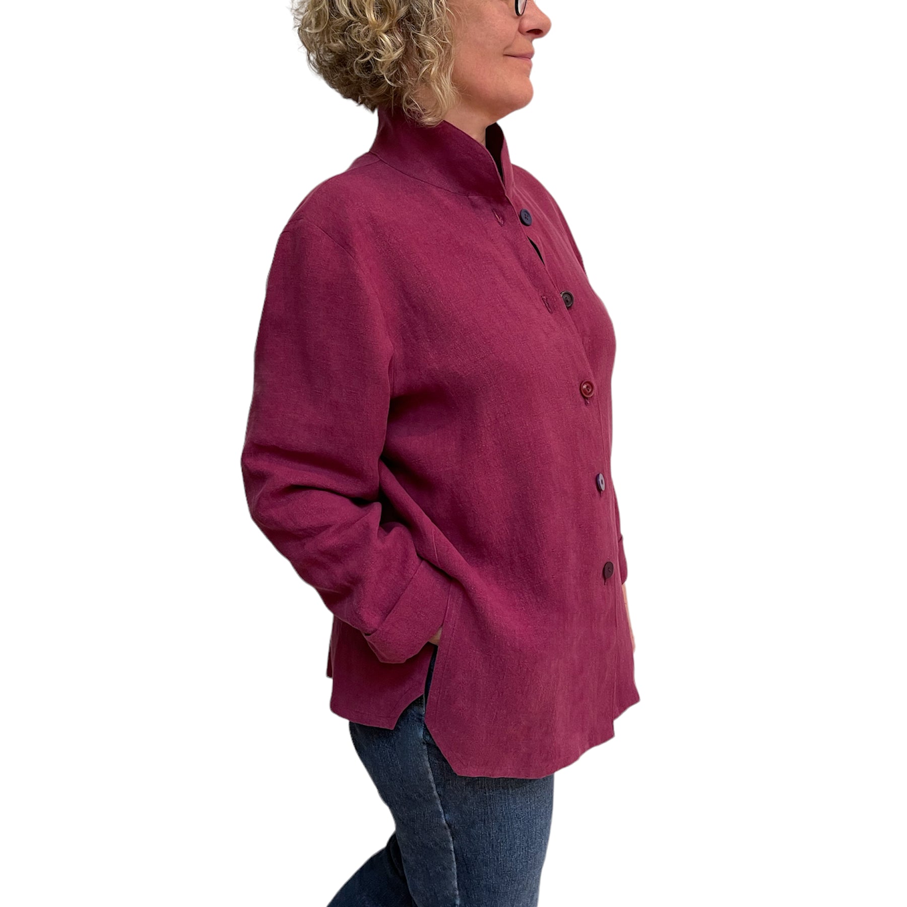Fuchsia Linen Big Shirt | Vintage Buttons | Soft Fit