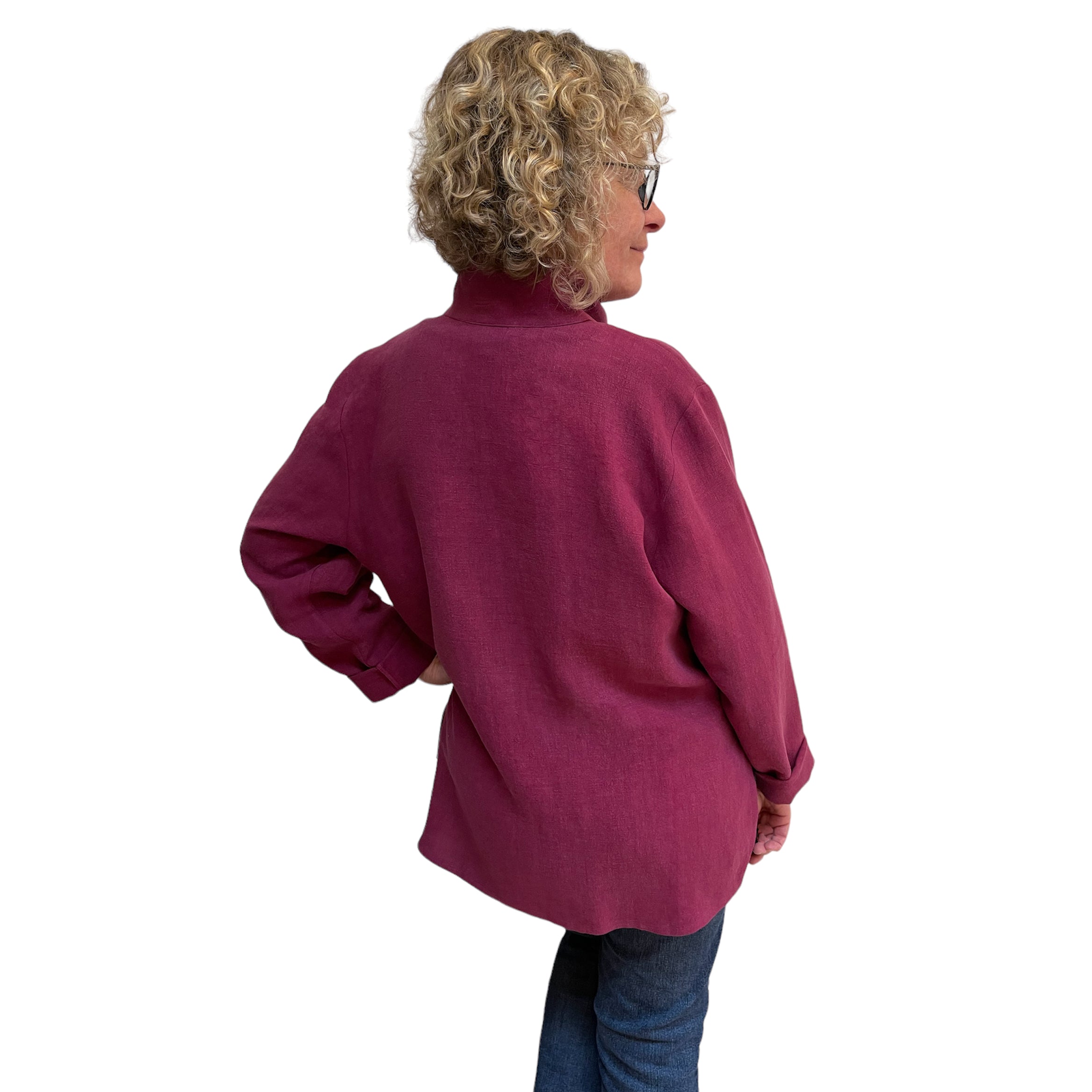 Fuchsia Linen Big Shirt | Vintage Buttons | Soft Fit