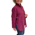 Fuchsia Linen Big Shirt | Vintage Buttons | Soft Fit