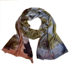 Chestnut Eco-Printed Silk Scarf - Hand Dyed Botanical Rectangle Scarf