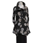 Black Grey Asymmetrical Knit Jacket with Vintage Buttons