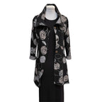 Black Grey Asymmetrical Knit Jacket with Vintage Buttons