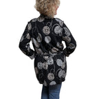 Black and Grey Circle Knit Jacket with Adjustable Drawstring Fit