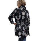 Black and Grey Circle Knit Jacket with Adjustable Drawstring Fit