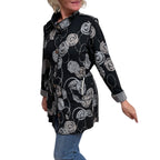 Black and Grey Circle Knit Jacket with Adjustable Drawstring Fit