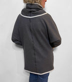 Grey white cozy sweatshirt with detachable collar