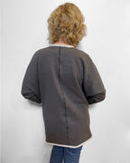 Grey white cozy sweatshirt with detachable collar