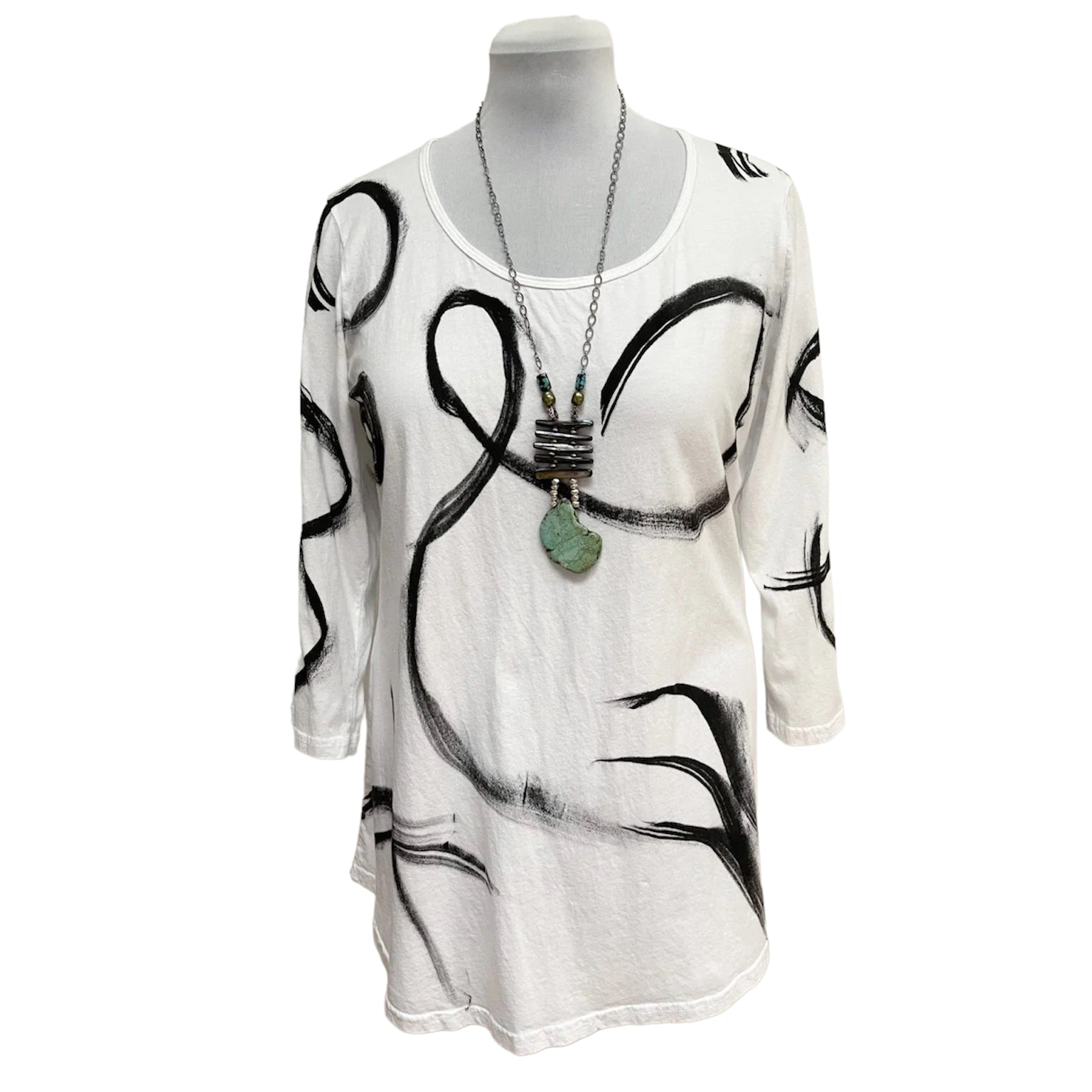 Black Art Tunic: Hand-Painted Cotton Tee