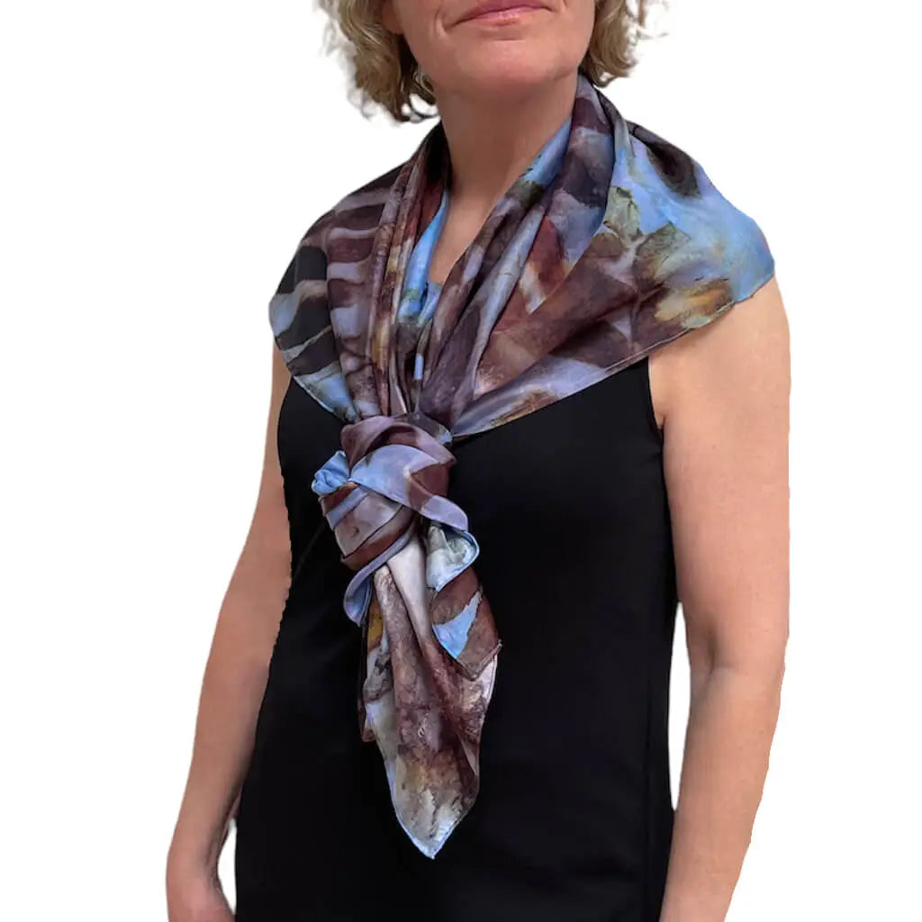 Black Walnut Wrap: Eco-Print Silk Poncho