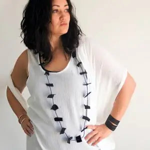 Leather Patch Necklace - Sustainable Upcycled Artisan Jewelry