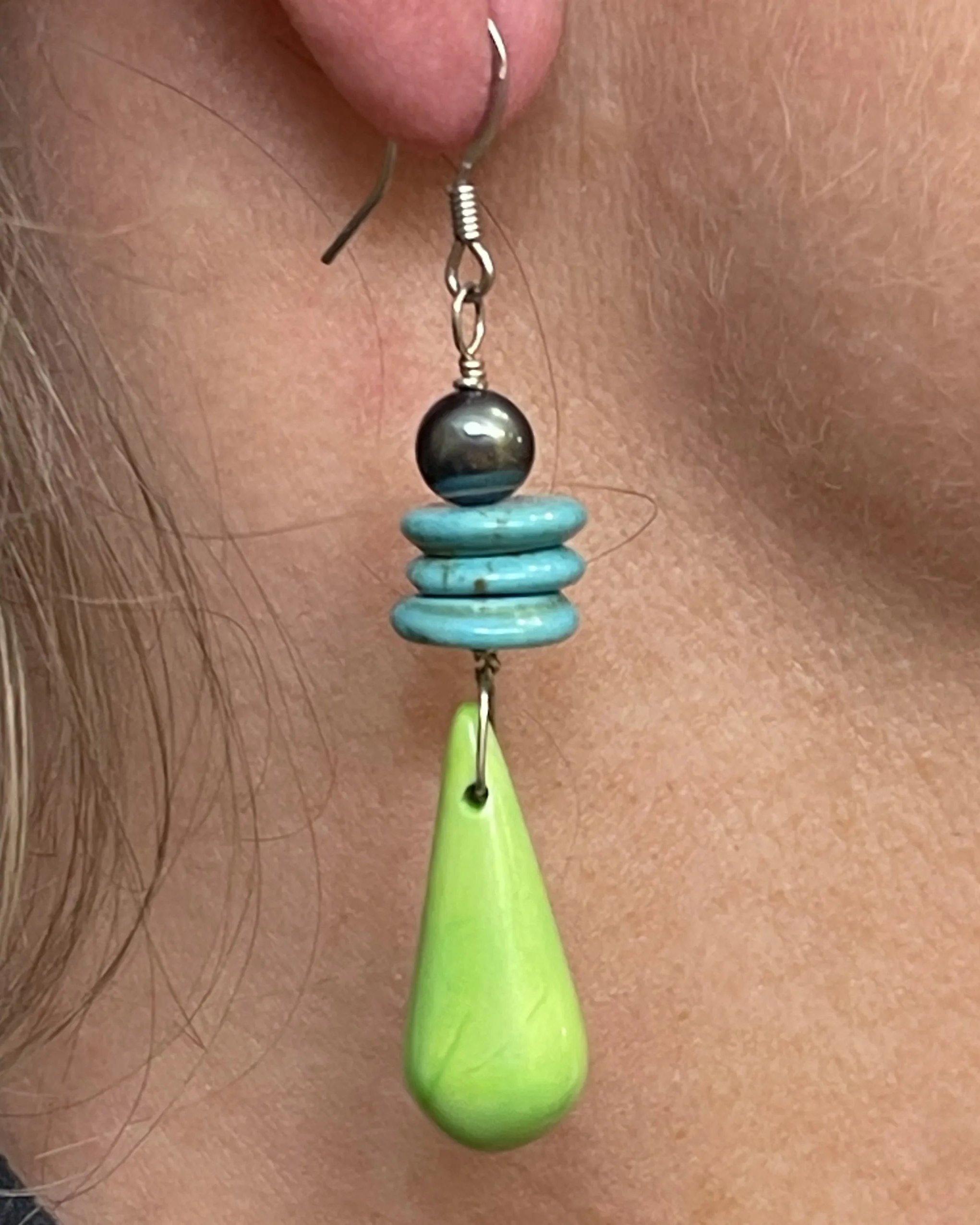 Turquoise Pearl Drop Earrings - Bright Ocean-Inspired Gemstone Jewelry