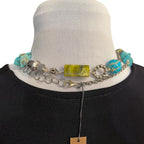 Turquoise Gem Necklace - Sterling Silver Multi-Stone Artisan Jewelry