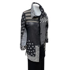 Reclaimed Fabric Jacket - Sustainable Wearable Art with Leather Ties