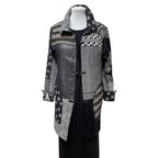 Reclaimed Fabric Jacket - Sustainable Wearable Art with Leather Ties