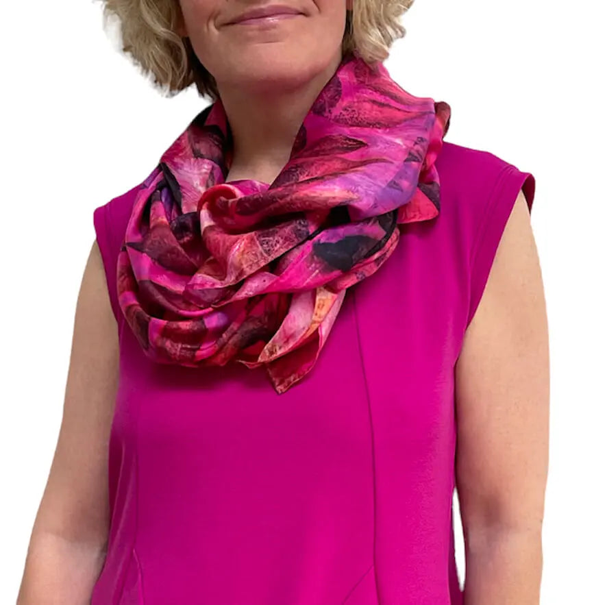Pink Silk Occasion Wrap: Walnut Eco-Print Poncho