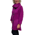 Magenta Wool Coat - Italian Melton Wool Jacket with Vintage Buttons