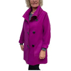 Magenta Wool Coat - Italian Melton Wool Jacket with Vintage Buttons