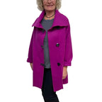 Magenta Wool Coat - Italian Melton Wool Jacket with Vintage Buttons