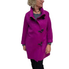 Magenta Wool Coat - Italian Melton Wool Jacket with Vintage Buttons