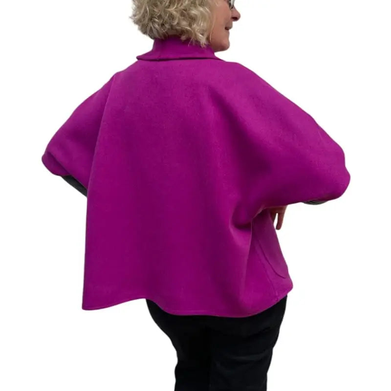 Magenta Wool Vest - Italian Melton Wool Sleeveless Jacket With Pockets