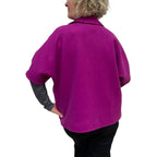 Magenta Wool Vest - Italian Melton Wool Sleeveless Jacket With Pockets