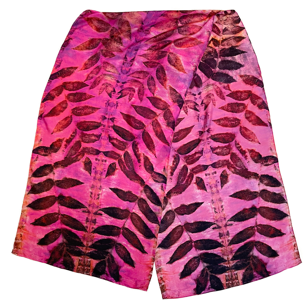 Pink silk scarf: Black walnut eco print