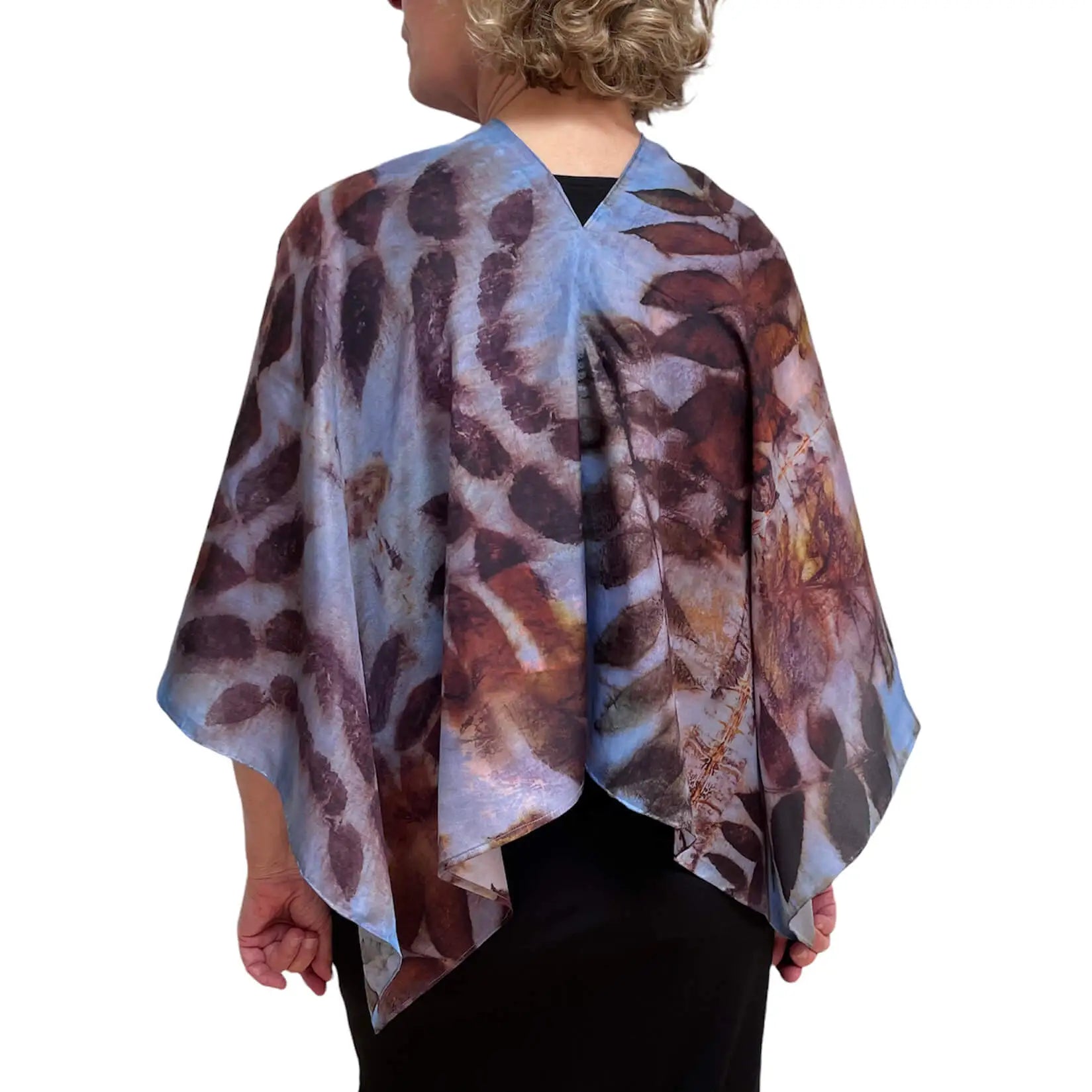 Black Walnut Wrap: Eco-Print Silk Poncho
