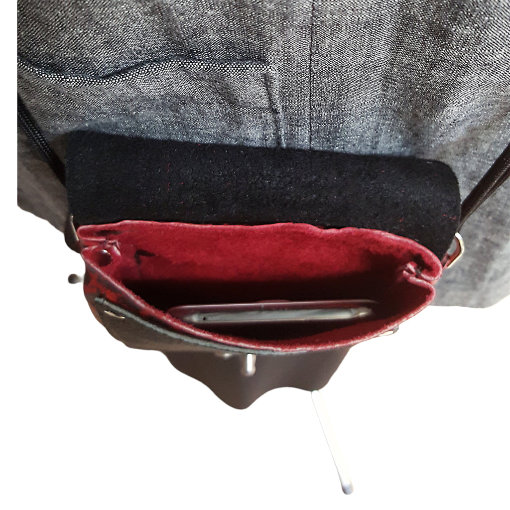 Red and Black Leather Phone Bag - Crossbody Purse with Adjustable Strap