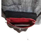 Red and Black Leather Phone Bag - Crossbody Purse with Adjustable Strap