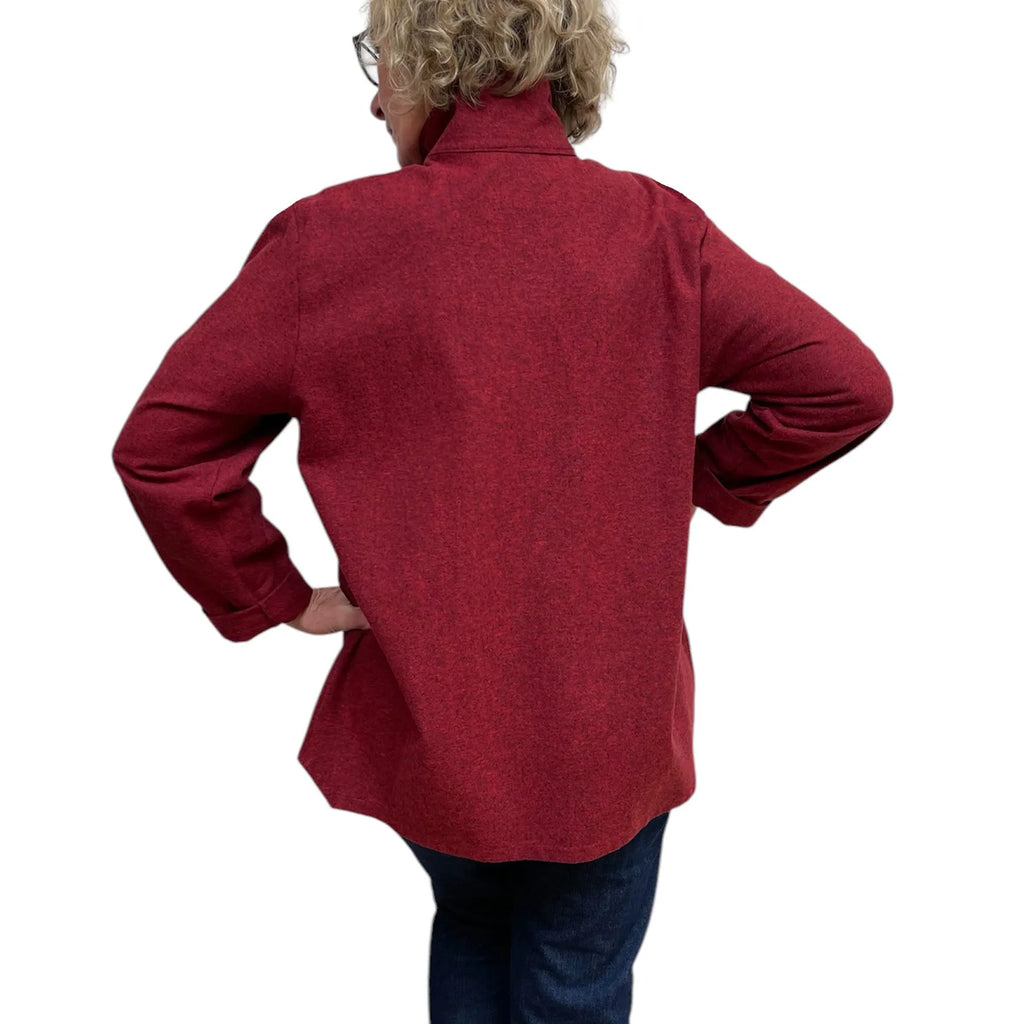 Red Black Cotton Flannel Shirt - Vintage Button Big Shirt with Standup Collar