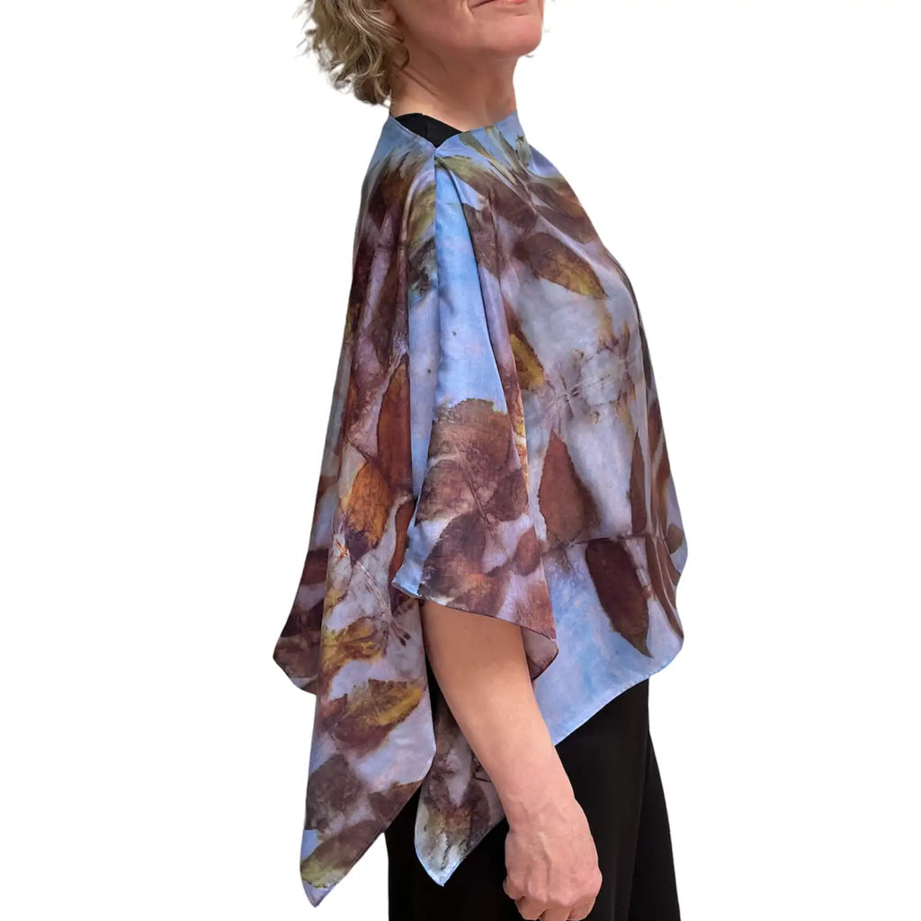 Black Walnut Wrap: Eco-Print Silk Poncho