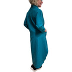 Teal Linen Cotton Dress | Coastal Style A-Line Dress with Pockets