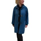 Teal Wool Long Fall Jacket With Pockets