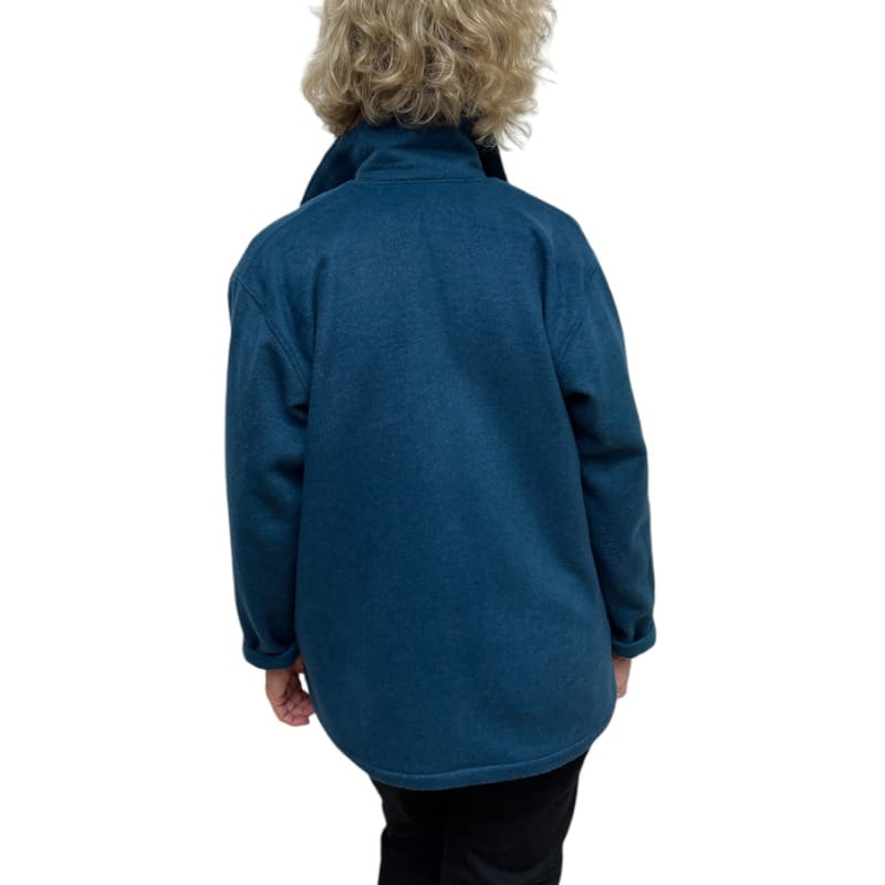 Teal Wool Short Fall Jacket With Pockets