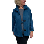Teal Wool Short Fall Jacket With Pockets
