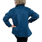 Teal Wool Short Fall Jacket With Pockets