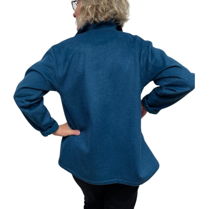 Teal Wool Short Fall Jacket With Pockets