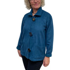 Teal Wool Short Fall Jacket With Pockets