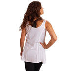 White Cotton Gauze Tank Top Set | 2-Piece Princess Line Top with Cropped Layer