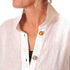 White Linen Shirt with Unique Upcycled Buttons