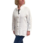 White Linen Shirt with Unique Upcycled Buttons