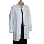 White Linen Shirt with Unique Upcycled Buttons