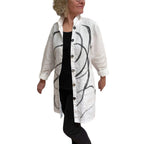 Hand-Painted White Linen Jacket with Vintage Buttons