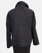 Classic Black White Wool Windowpane Jacket - One Size